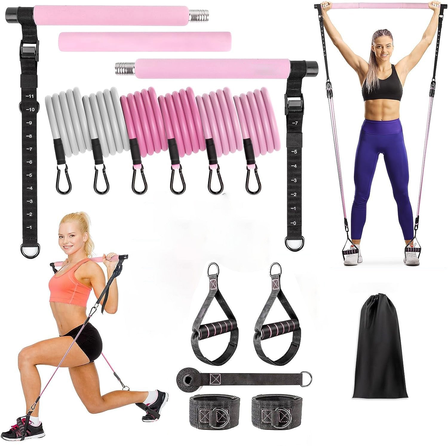 Kit de barra de pilates con bandas de resistencia