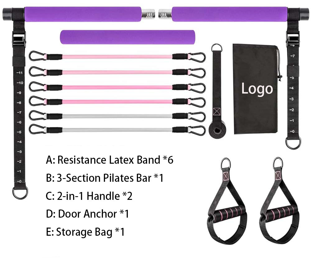 Kit de barra de pilates con bandas de resistencia