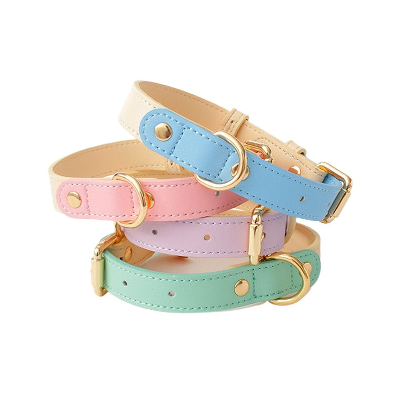 Genuine Leather Pet Collar+cotton Leash