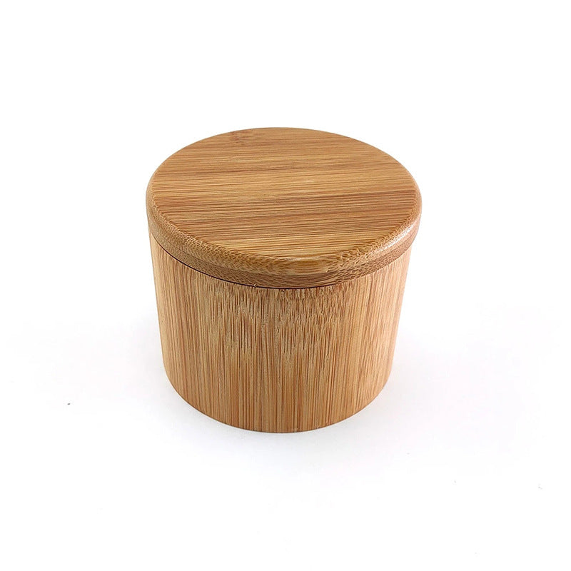 Round Bamboo Salt Box With Lid