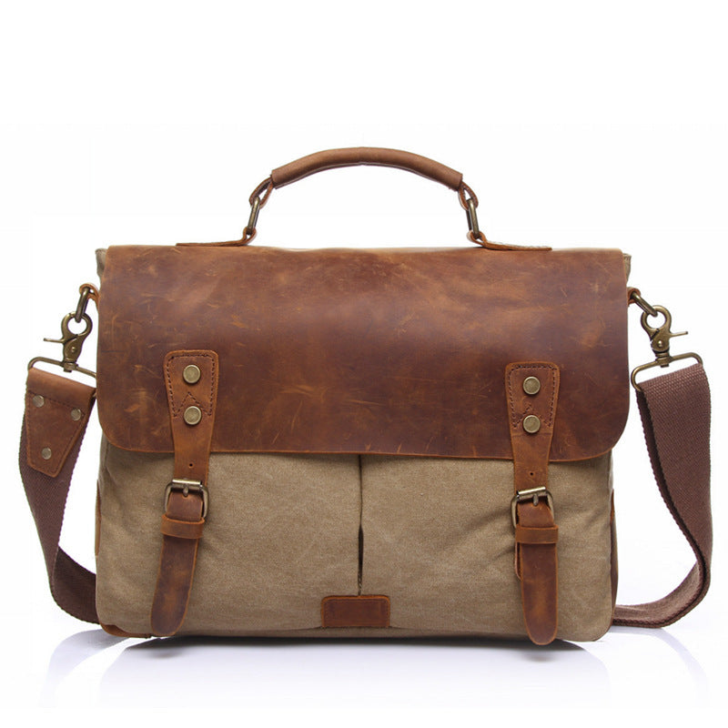 Vintage Canvas & Leather Messenger Bag
