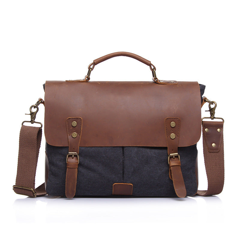 Vintage Canvas & Leather Messenger Bag