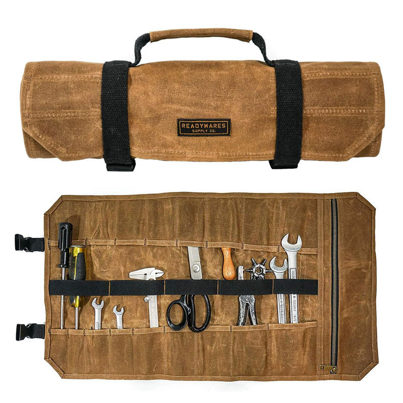 Waxed Canvas Tool Roll Organizer