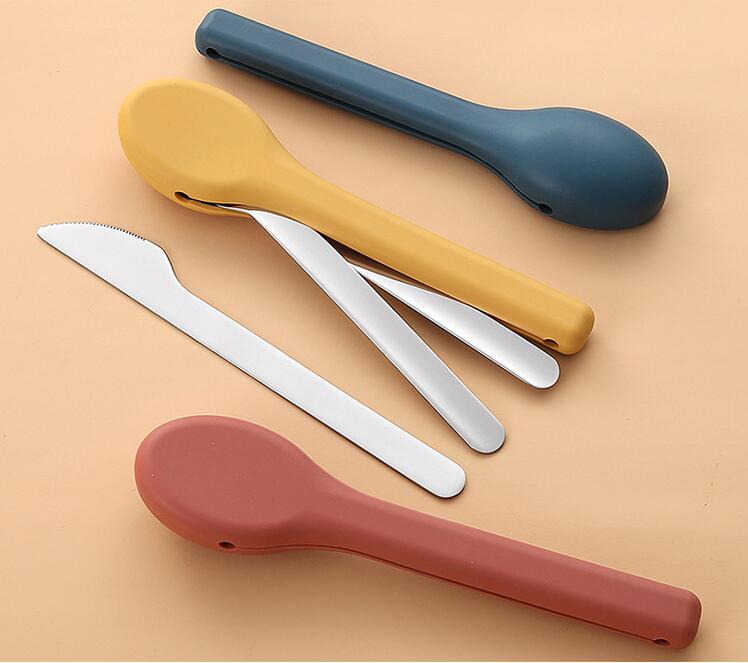 3pcs Outdoor Cutlery Set With Silicon.