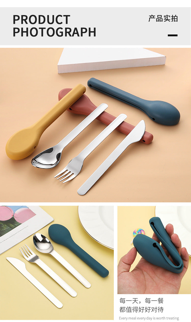 3pcs Outdoor Cutlery Set With Silicon.