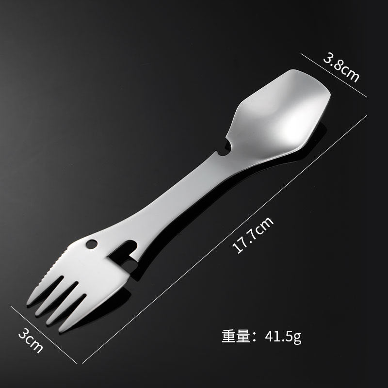 Cuchara-tenedor multifuncional de acero inoxidable para exteriores 
