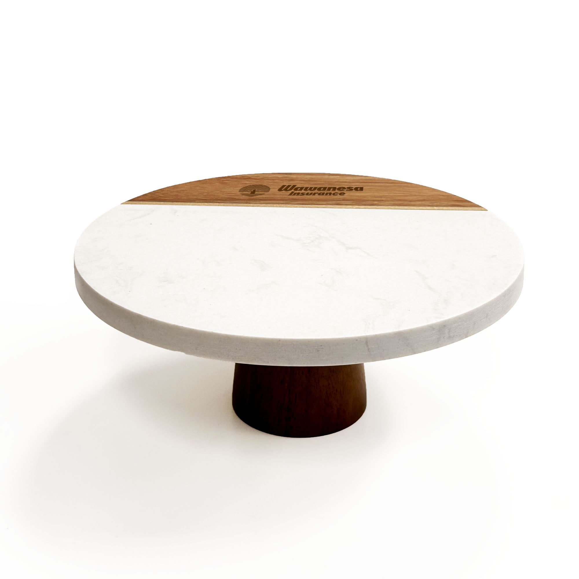 MARBLE AND WOOD CAKE STAND