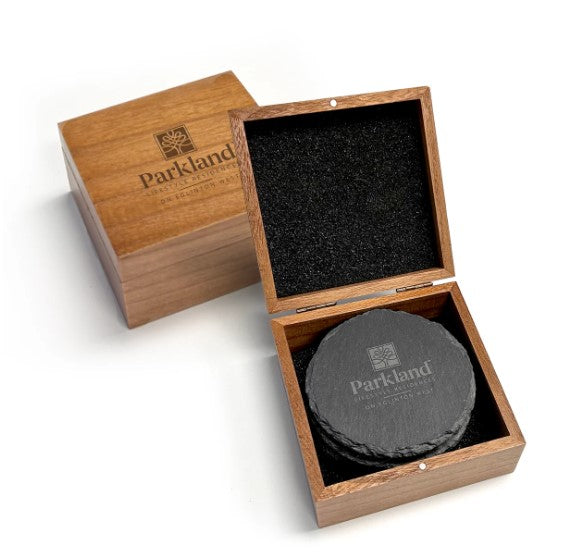 Slate Coasters In Wooden Gift Box