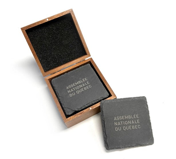 Slate Coasters In Wooden Gift Box