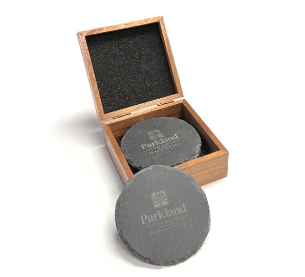 Slate Coasters In Wooden Gift Box