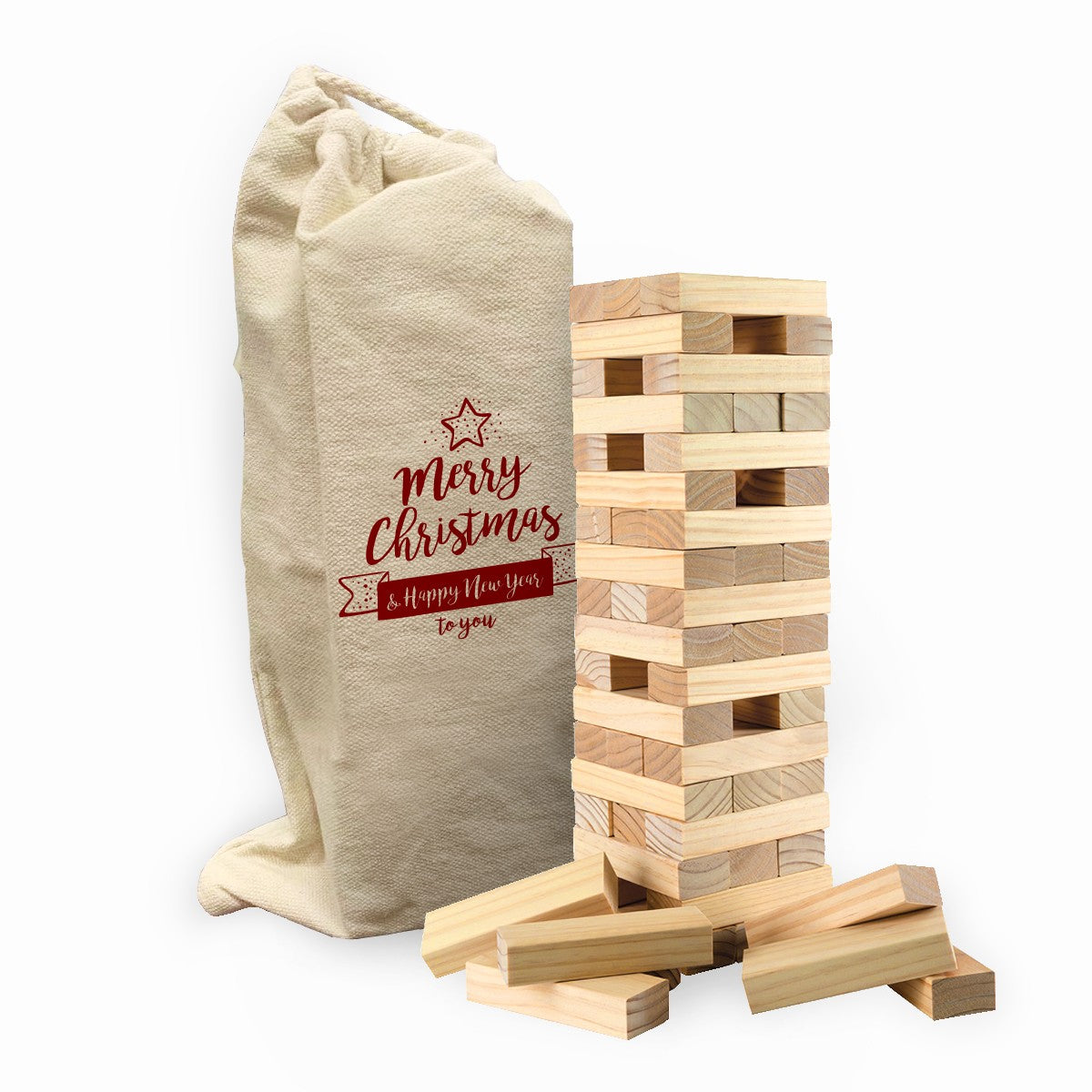 Wood Tumble Tower Game Set In A Pouch