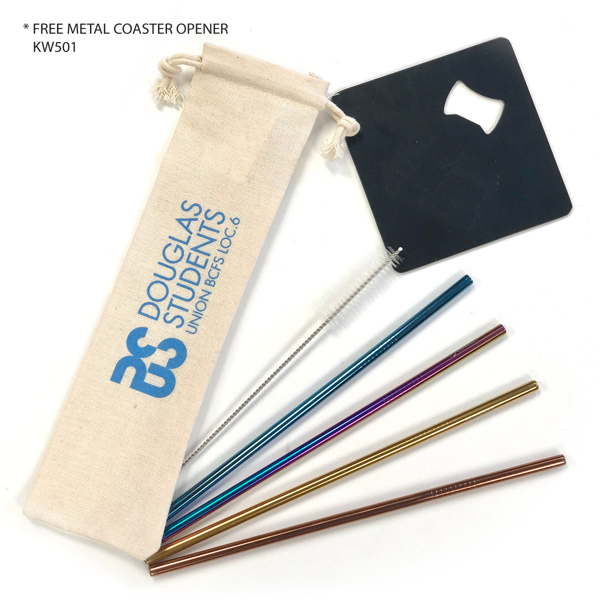 COLORED STRAW SET with Free Coaster Opener