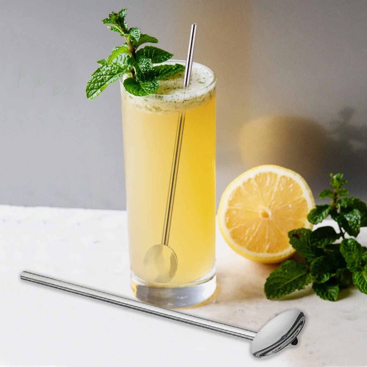 SINGLE STAINLESS STEEL COCKTAIL SPOON STRAW