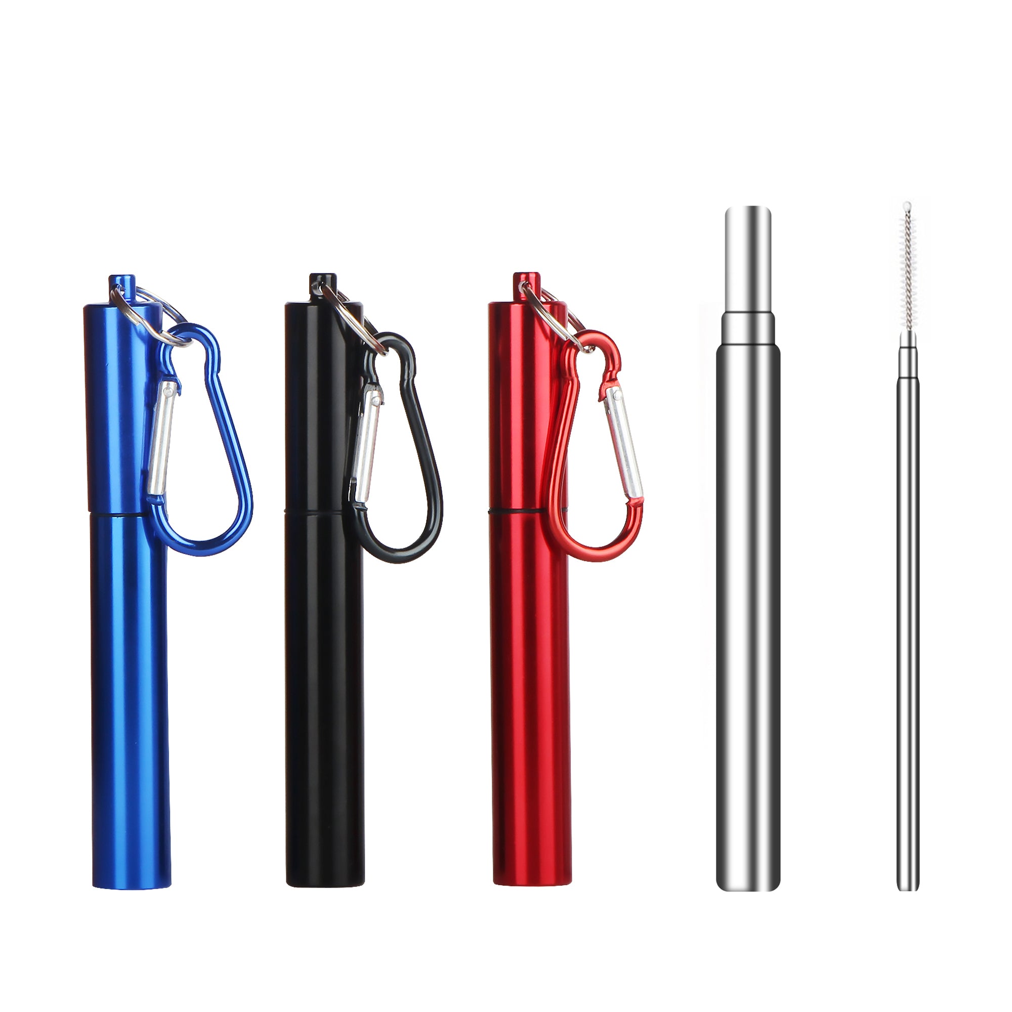 Collapsible Straw/brush Set In Aluminum Case