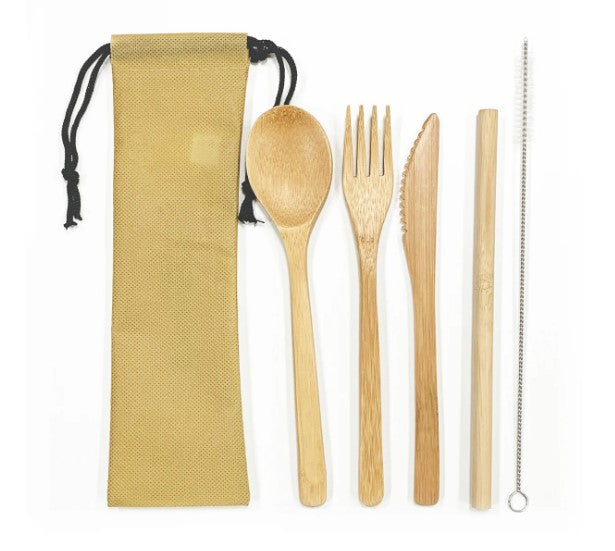 Bamboo Utensil And Straw Set