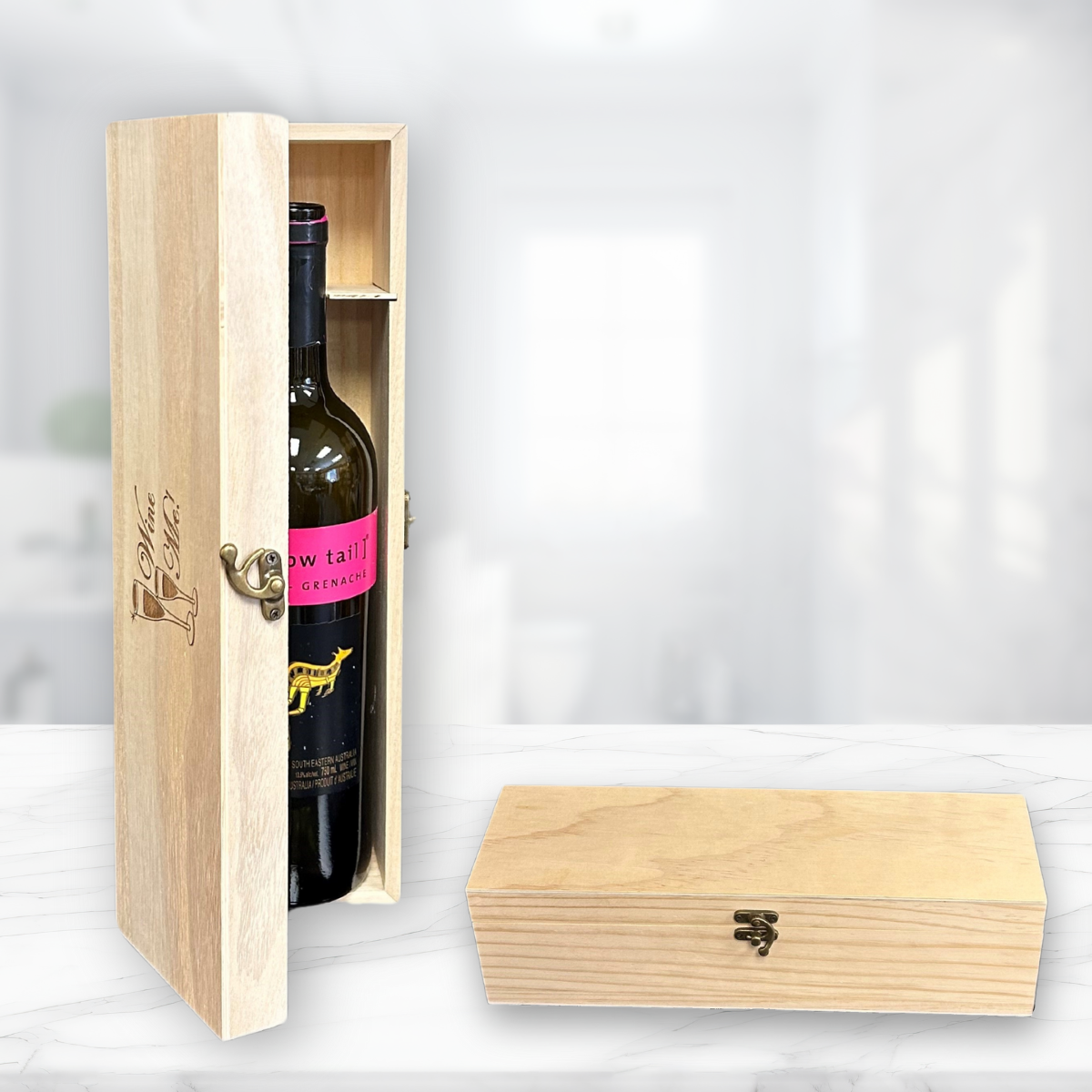 WOOD WINE BOTTLE GIFT BOX