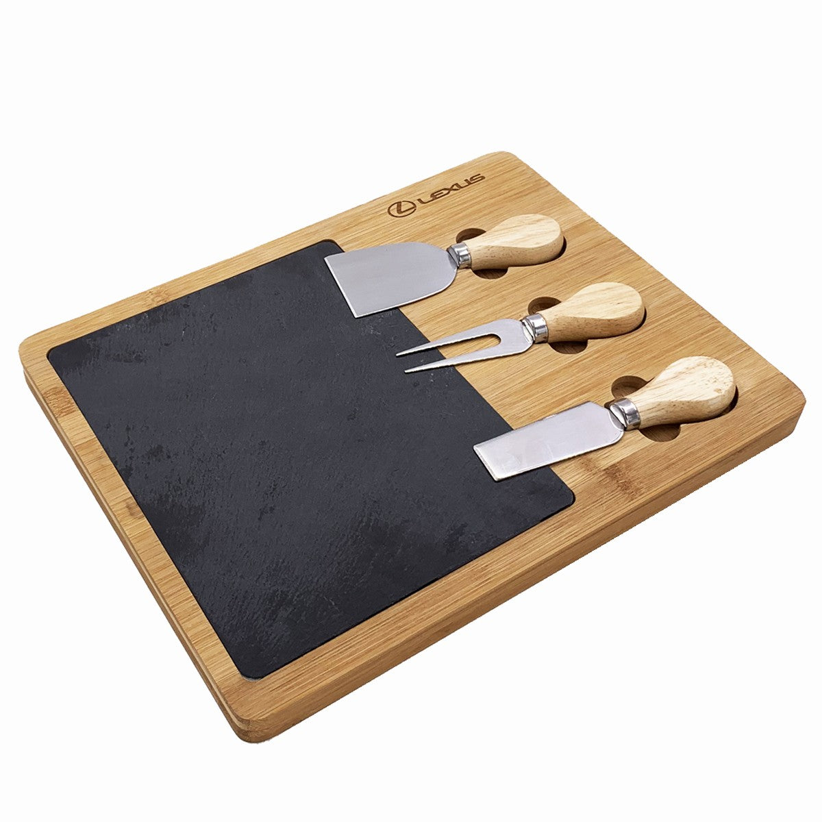 Bamboo/slate Cheese Board And Tool Set