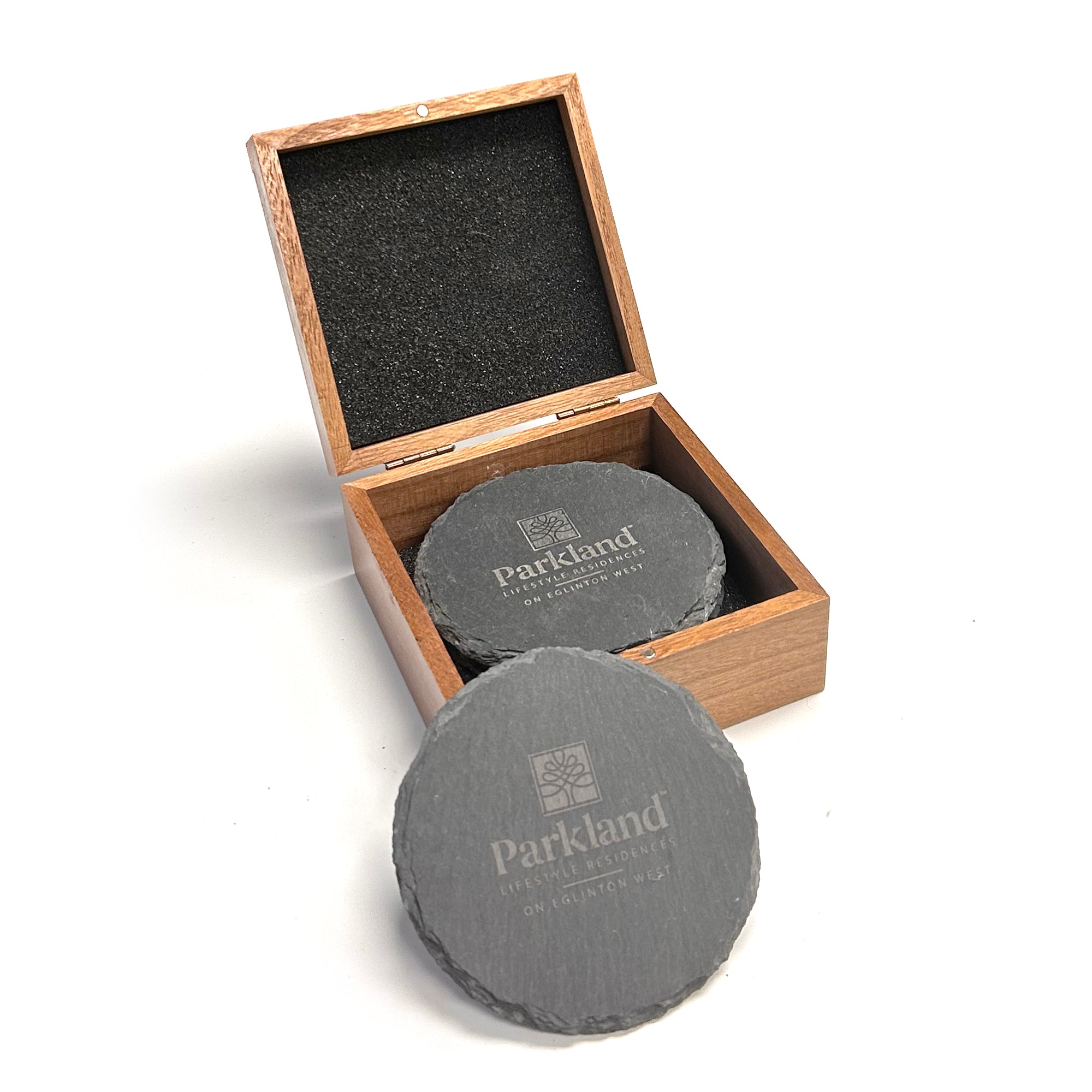 COMBO18 SLATE COASTERS IN WOODEN GIFT BOX