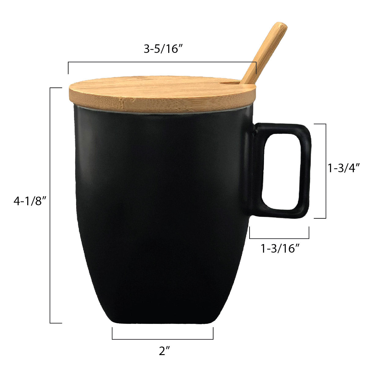 TAZA DE CERÁMICA CON TAPA DE BAMBÚ Y CUCHARA