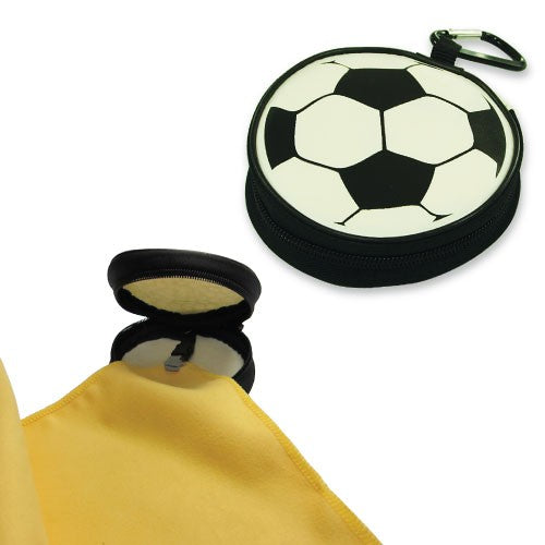 SPORTS TOWEL IN SOCCER BALL POUCH