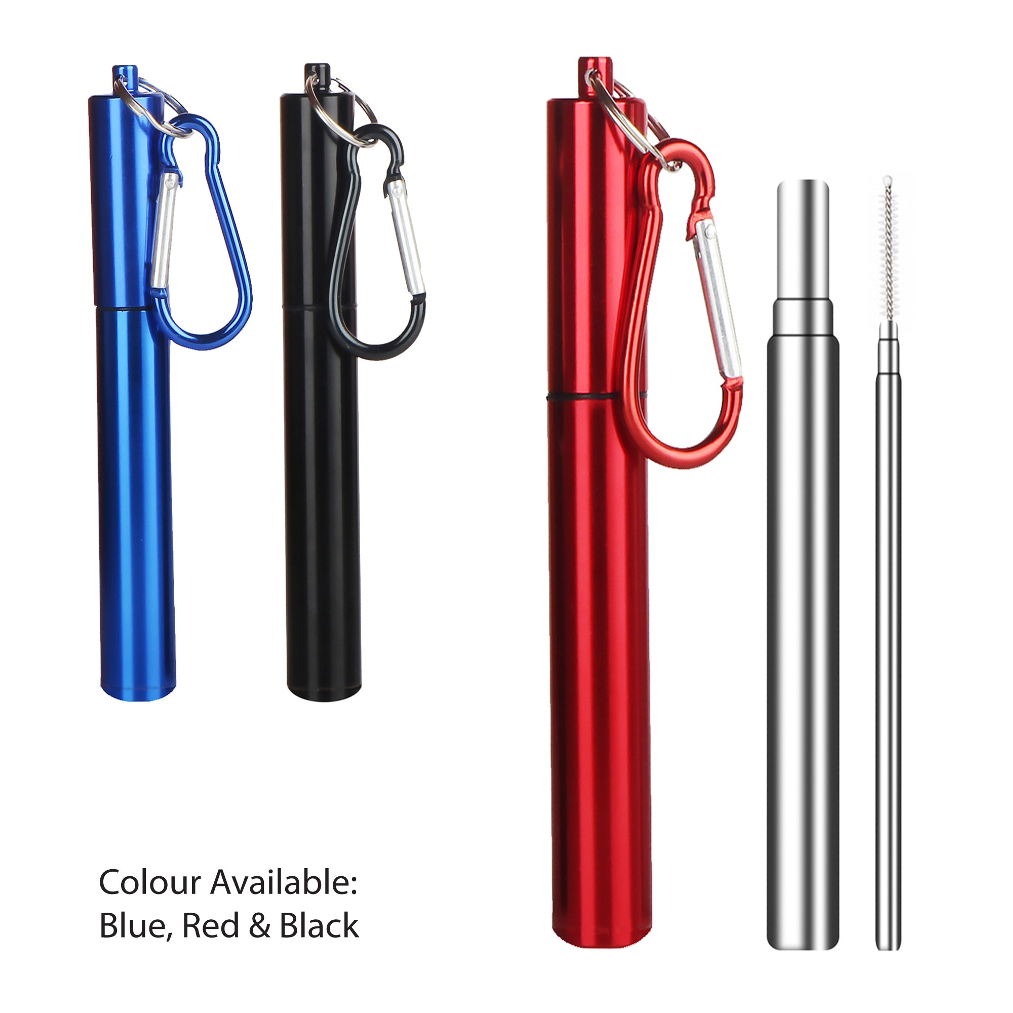 COLLAPSIBLE STRAW/BRUSH SET IN ALUMINUM CASE