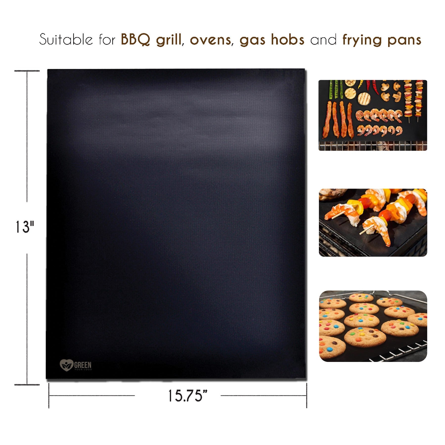 REUSABLE BBQ GRILL MAT 13" X 15.75"